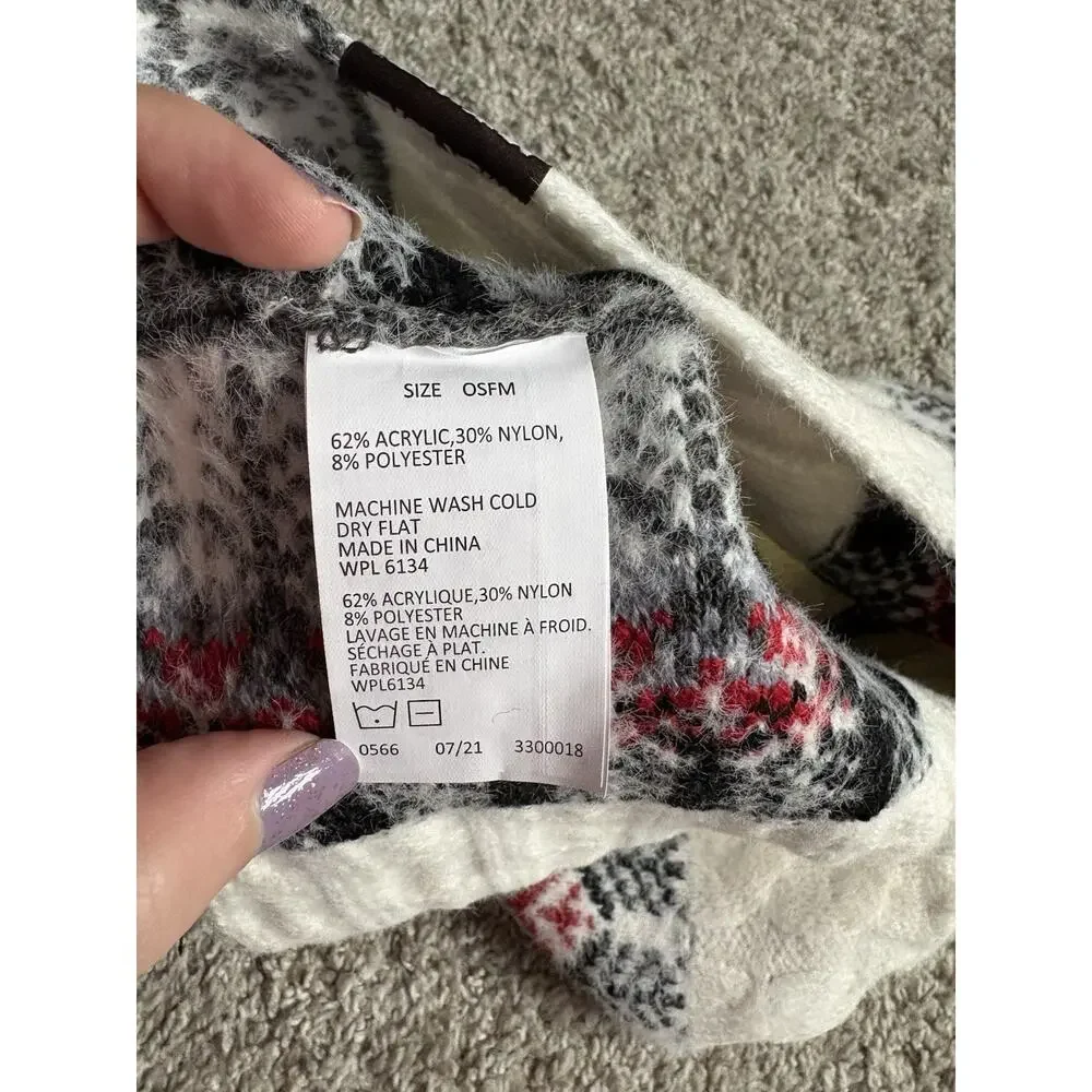 Muk Luks Women's Infinity Scarf Cable Knit White/Red/Black